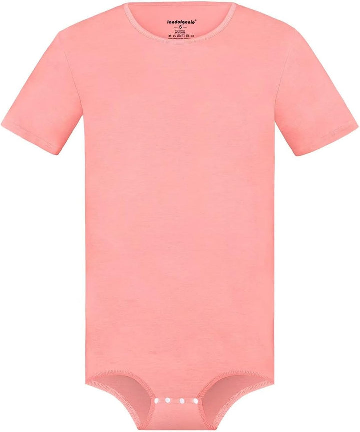 Landofgenie Männer Kurzarm Strampler Pyjama Bodysuit One Piece Strampler Rosa XL, Rosa XL