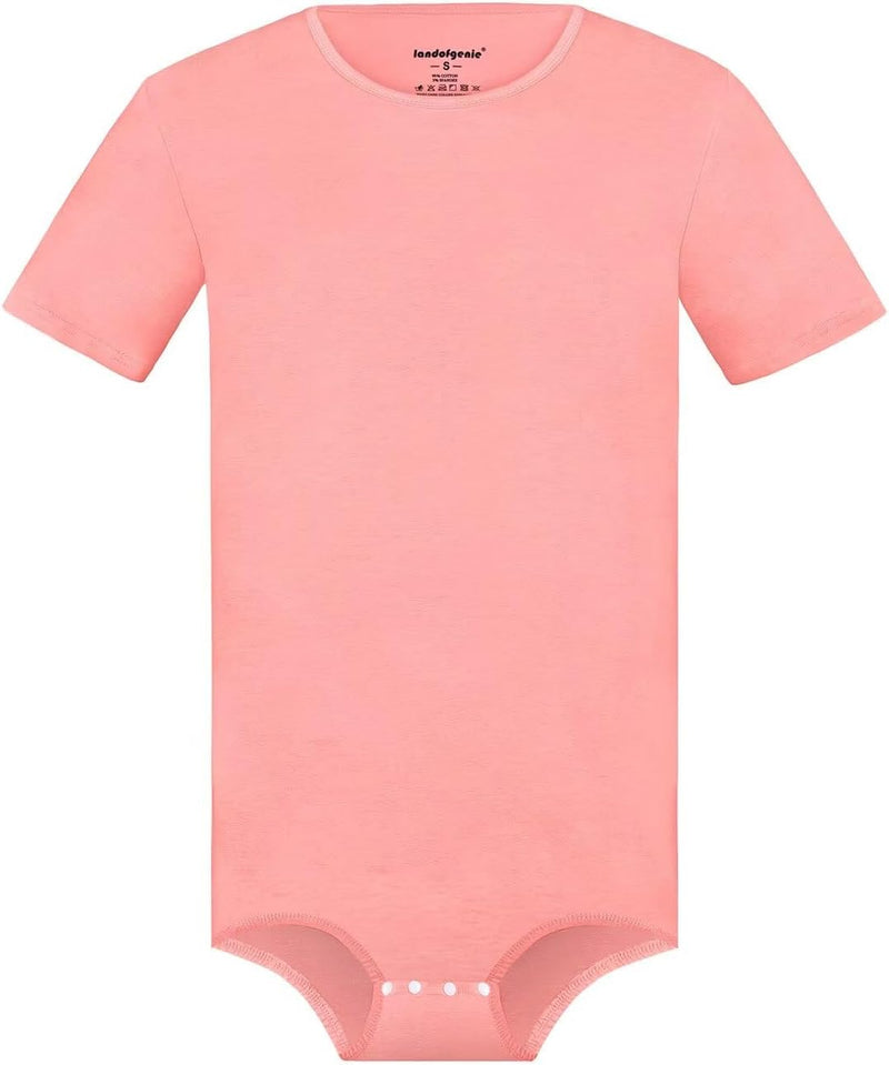 Landofgenie Männer Kurzarm Strampler Pyjama Bodysuit One Piece Strampler Rosa XL, Rosa XL