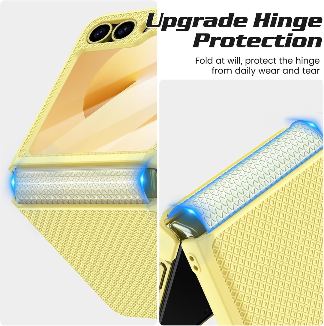 für Samsung Galaxy Flip 6/Z Flip 7 FE Hülle [Not for Flip 7] mit Scharnierschutz & Displayschutzfoli