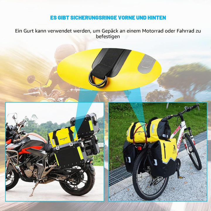 WILD HEART wasserdichte Tasche für Kajakfahren, Camping, Boot, Radfahren 20L 30L 40L 20L Gelb, 20L G