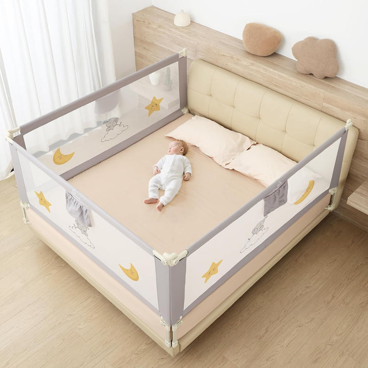 Rausfallschutz Bett 180cm, Baby Bettgitter Rausfallschutz für Kleinkinder mit Muster - 3 Minuten sch