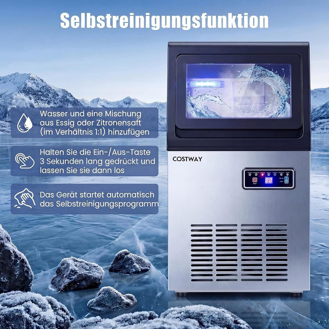 COSTWAY Gewerbliche Eiswürfelmaschine aus Edelstahl, Eiswürfel 41kg/24 Std. Modell 2, Modell 2