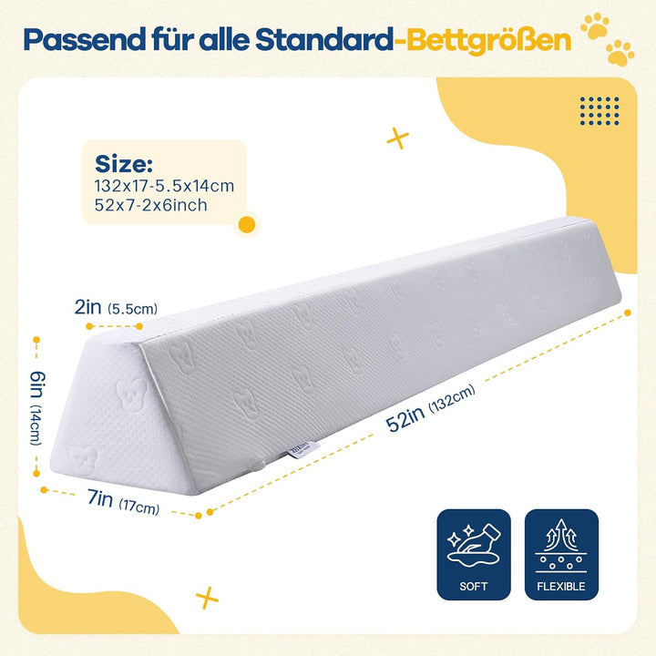 Bettgitter Kinderbett, Schaumstoff Rausfallschutz mit Rutschfester Unterseite, Waschbarer Bezug, Bet