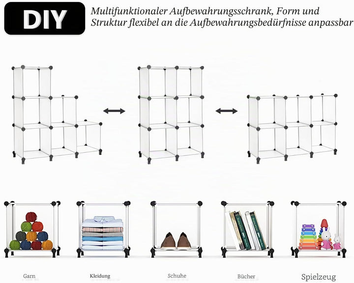 AWTATOS Cube Storage Organizer Closet Shelf Storage Organization Modular 6 Cube DIY Kunststoff quadr