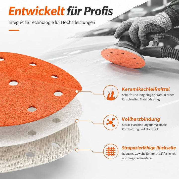 Schleifpapier 150mm Klett 15 Loch 800 Körnung Mit Für Holz Lack Und Metall | Standard 15-Loch Design
