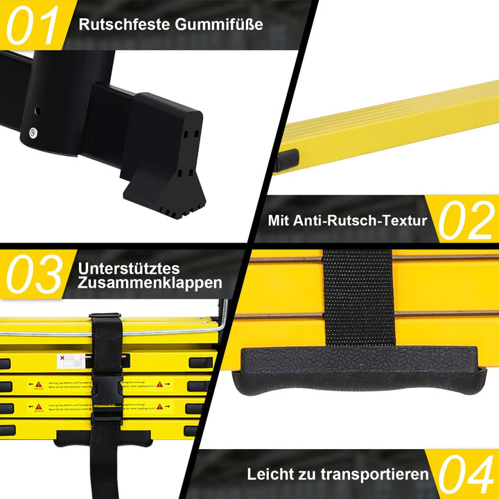 Teleskopleiter, 3.8M (1,9+1,9) Rutschfester Aluminium Stehleiter, 150 KG/330 Pfund Belastbarkeit Aus