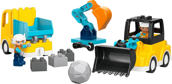 LEGO DUPLO 3-in-1 Baufahrzeuge - Pädagogisches Montessori Spielzeug für Kleinkinder mit Lastwagen, B