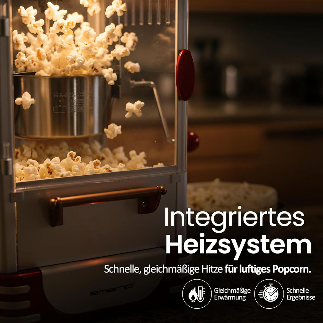 Emerio Popcornmaschine POM-120650, antihaftbeschichteter Behälter auch für süsses oder salziges Popc