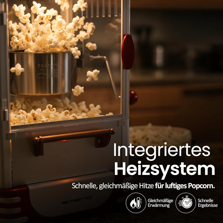 Emerio Popcornmaschine POM-120650, antihaftbeschichteter Behälter auch für süsses oder salziges Popc