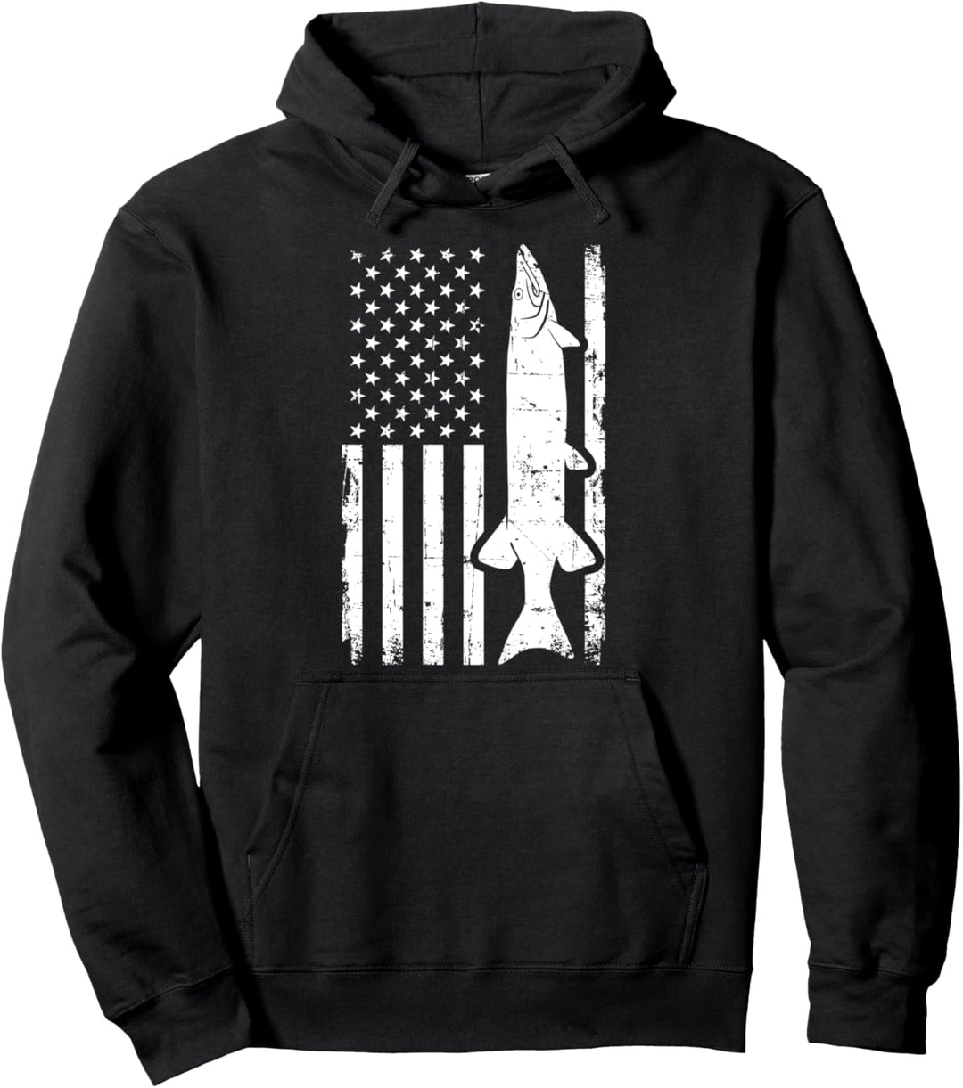 Hecht Angeln USA Flagge Pullover Hoodie