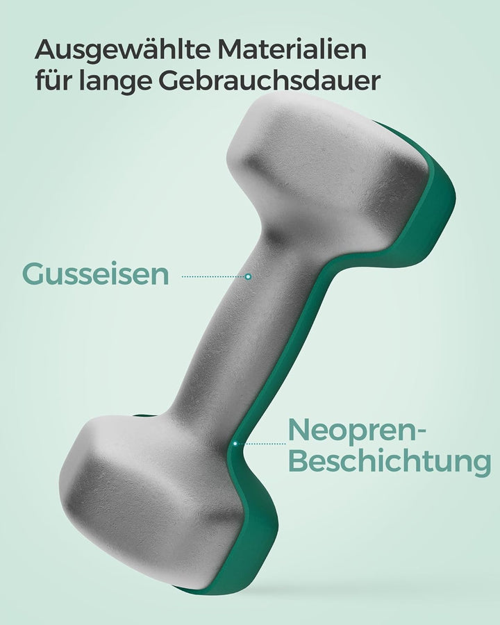 SONGMICS Hanteln, 2er Set, Hantelset, Kurzhanteln, Hexagon, Neopren-Beschichtung, Krafttraining, Wor