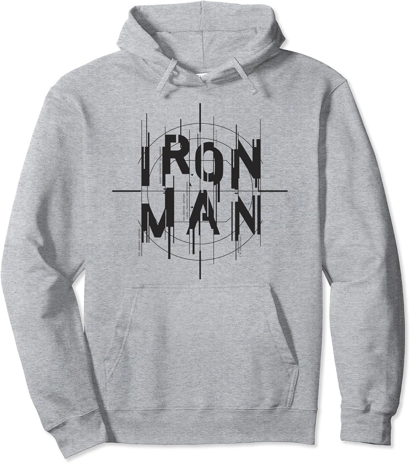 Marvel Avengers Iron Man Glitch Text Pullover Hoodie