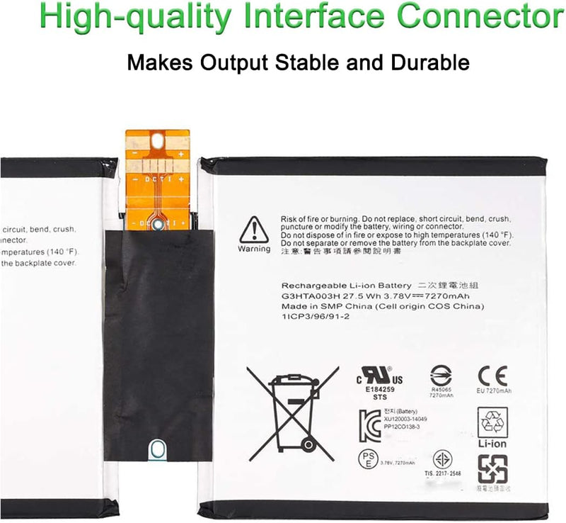 XITAIAN 3.78V 27.5Wh 7270mAh G3HTA003H G3HTA004H G3HTA007H Ersatz Akku für Microsoft Surface 3 1645