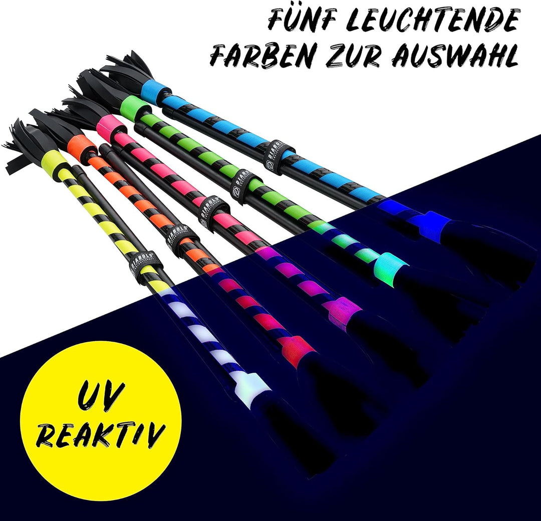 Diabolo Freizeitsport Flowerstick Basic (pink) - UV reaktiver Flower Stick mit 2 Glasfaser Handstäbe