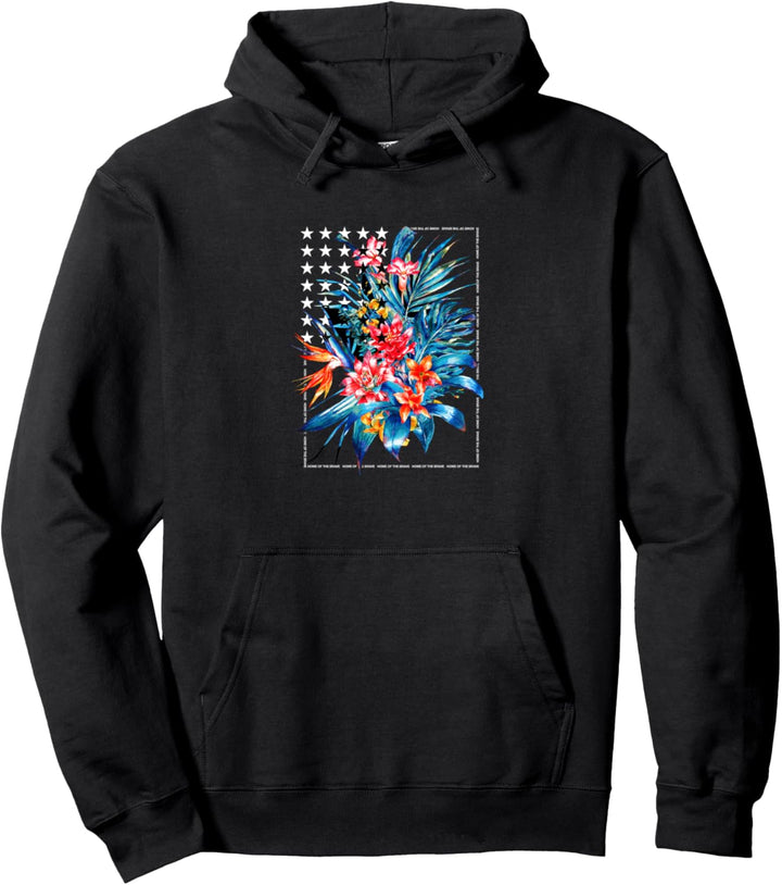 Americana Floral American Flag Pullover Hoodie