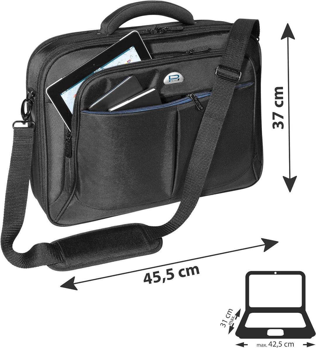 PEDEA Laptoptasche "Premium" Umhängetasche Notebook-Tasche 17,3 Zoll (43,9cm) inkl. Notebookschloss,