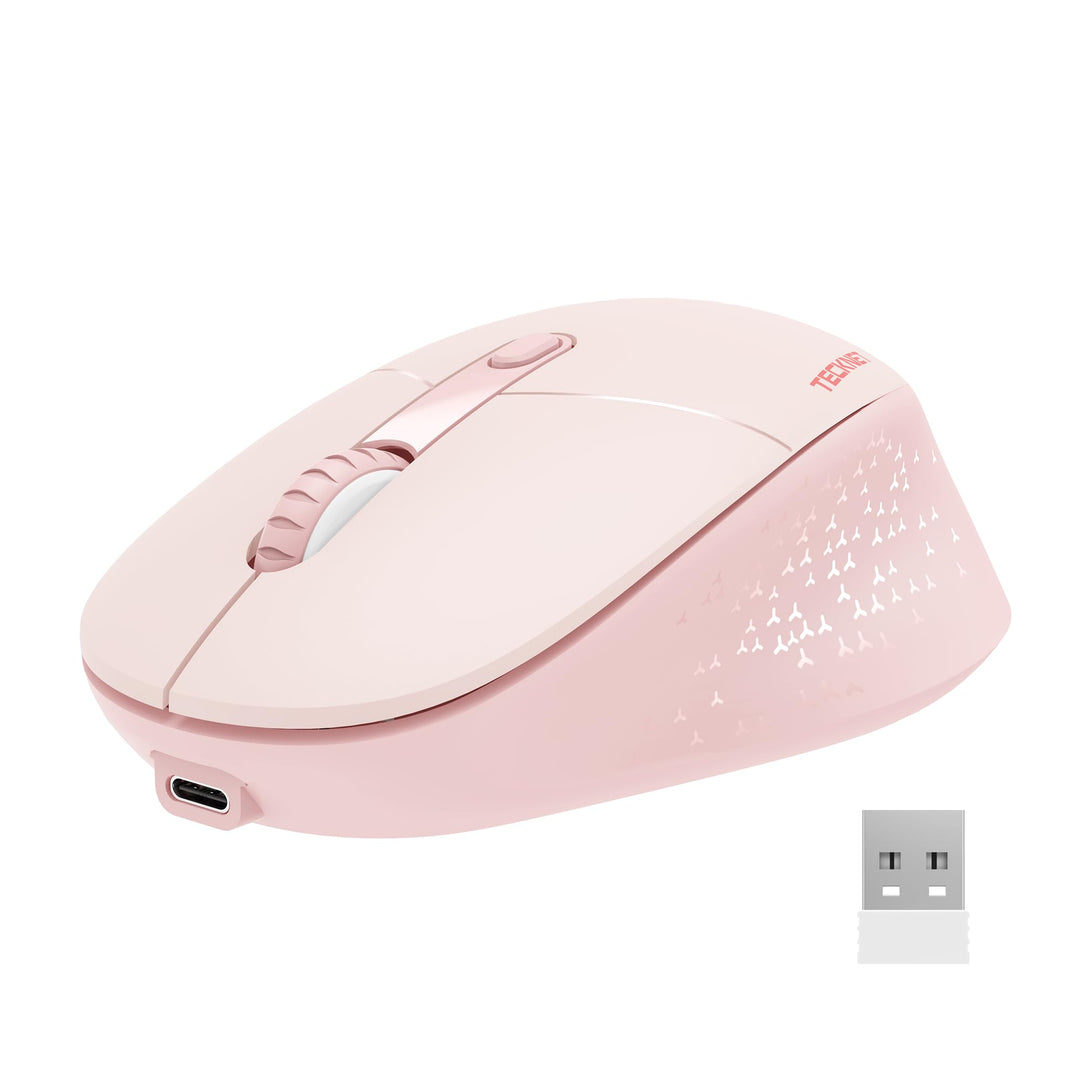 TECKNET Classic Kabellose Maus, Silent Bluetooth Maus (Tri-Modus BT5.2/3.0+2.4G), Wiederaufladbar Er