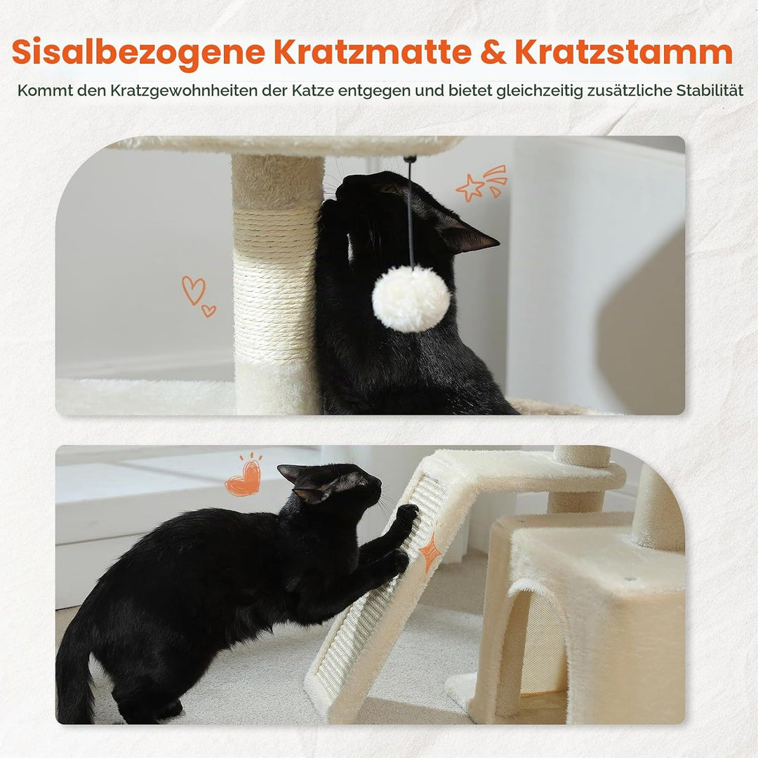 PAWZ Road Kleiner Kratzbaum mit Kratzmatte, Hängematte, Eigentumswohnung und Korb, Kleiner Katzenbau