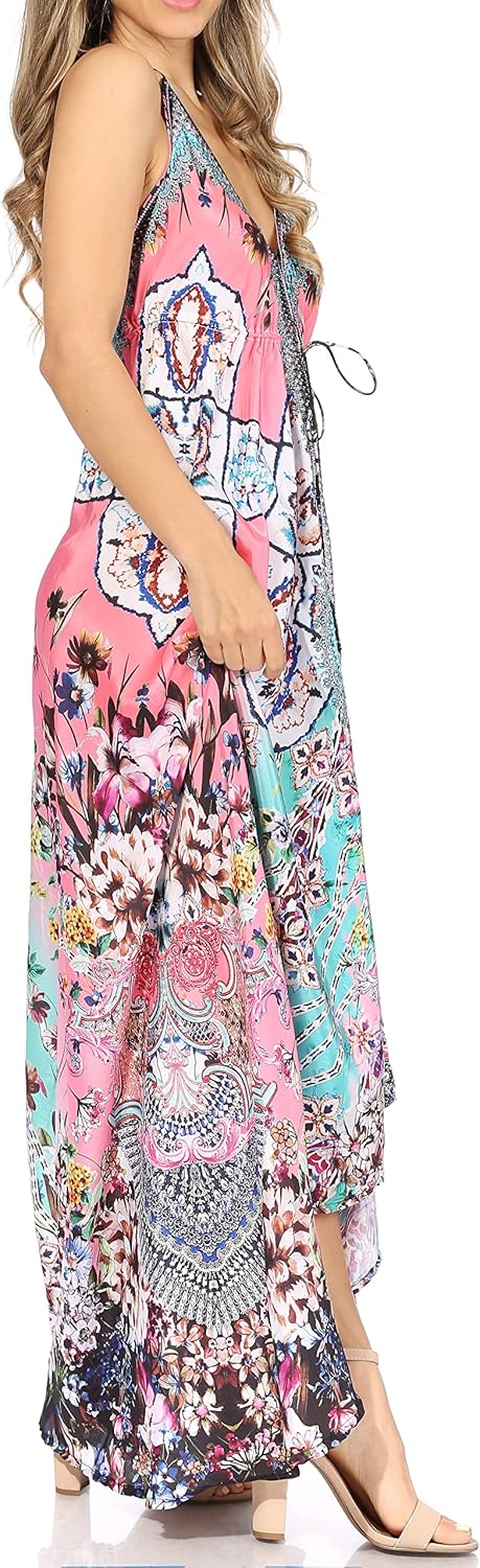 Sakkas Lizi Damen Maxi Hoch-Tief Halfter Taschentuch Langes Kleid Beach Party Einheitsgrösse 414, Ei