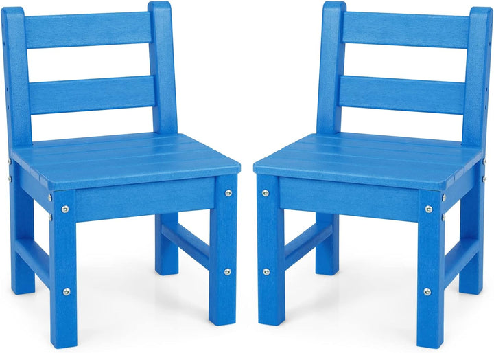 GOPLUS 3 TLG Tisch Stuhlset, Kindertisch Lerntisch Set aus Holz, mit 2 Stühlen mit Rückenlehnen zum