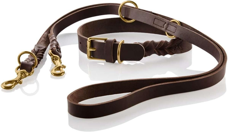 HUNTER SANSIBAR SOLID Hundehalsband, Leder, strapazierfähig, griffig, geflochten, 65 (L), dunkelbrau