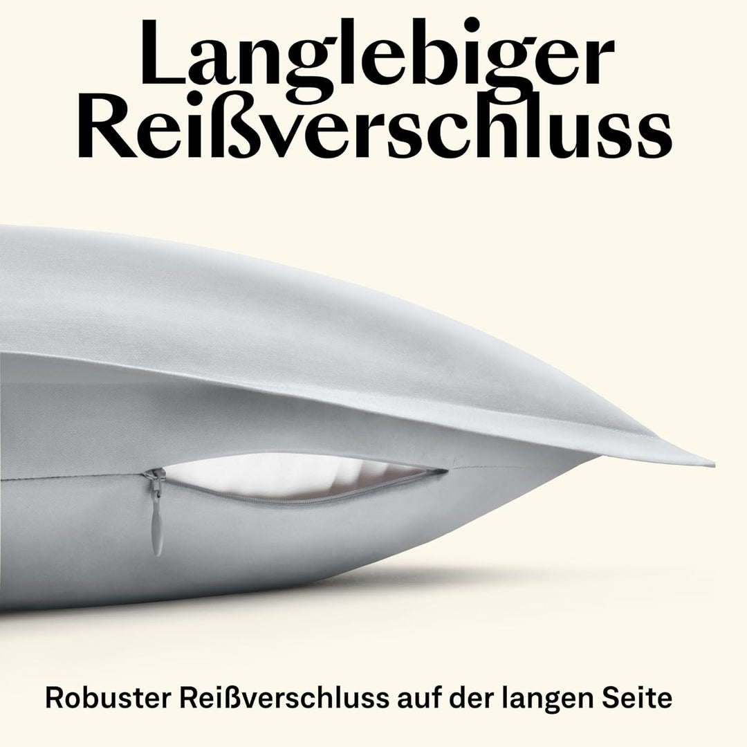 Amqua Mako Satin Kissenbezug 2er Set Kissenbezüge 65x65 cm, 100% ägyptische Baumwolle (Zertifiziert)