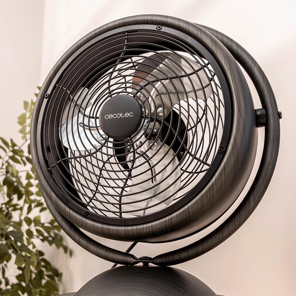 Cecotec - Tischventilatoren EnergySilence 1000 RetroDesk Wood, 20 W Power, 10 Zoll, 3 Flügel mit aer