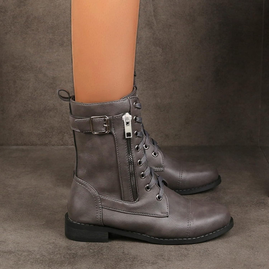 Schuhe Stiefel Ferse Stiefel Reissverschluss Motorrad Seitenstiefel Ritter Chunky Booties Stiefel fü