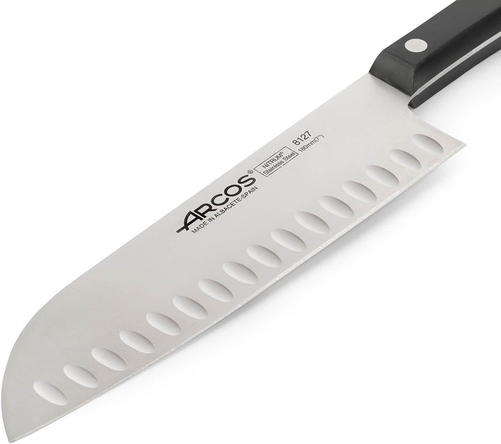 Arcos Europa - Santoku Messer - NITRUM Edelstahl 180 mm - HandGriff POM Farbe Schwarz