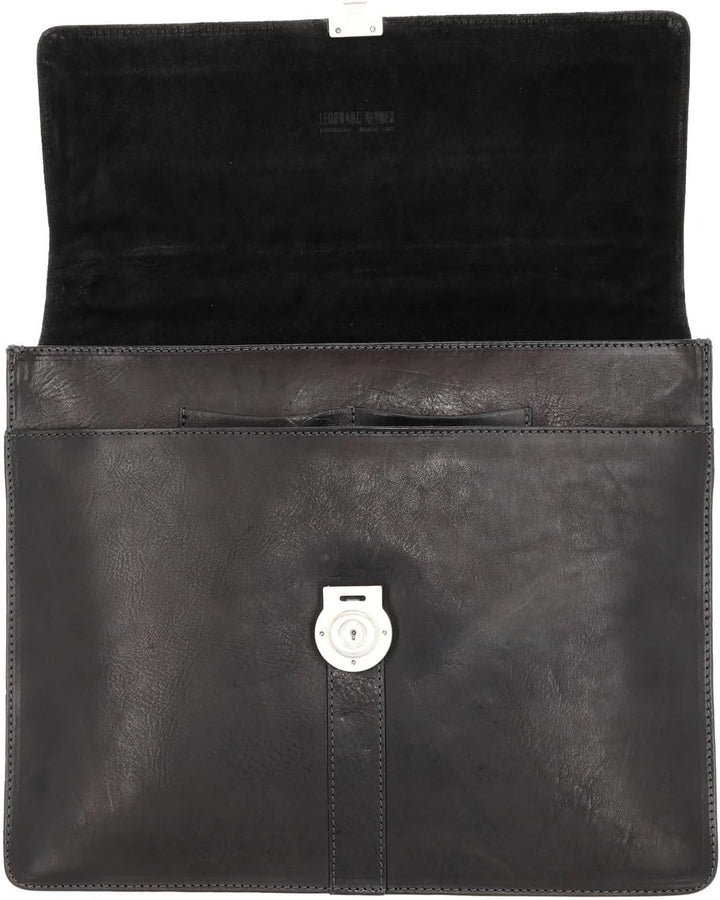 Leonhard Heyden Bergamo Aktentasche Leder 40 cm Laptopfach Schwarz, Schwarz