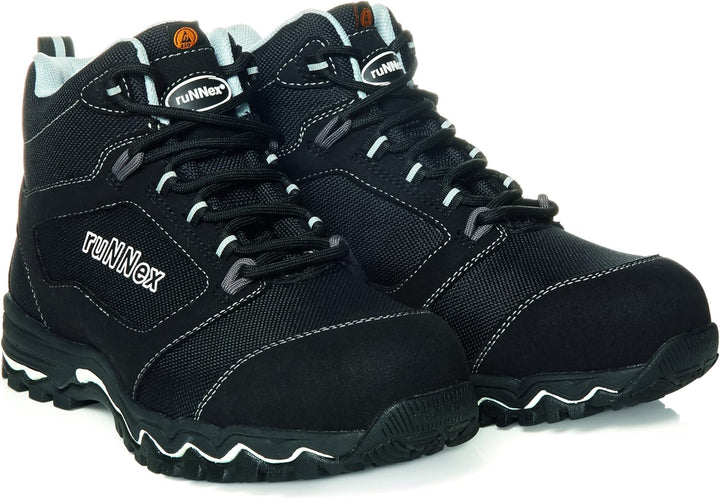 ruNNex 5323-38 S3-ESD-Sicherheitsschnürstiefel LightStar, 38, Schwarz/Weiss/Grau 38 EU Schwarz Weiss