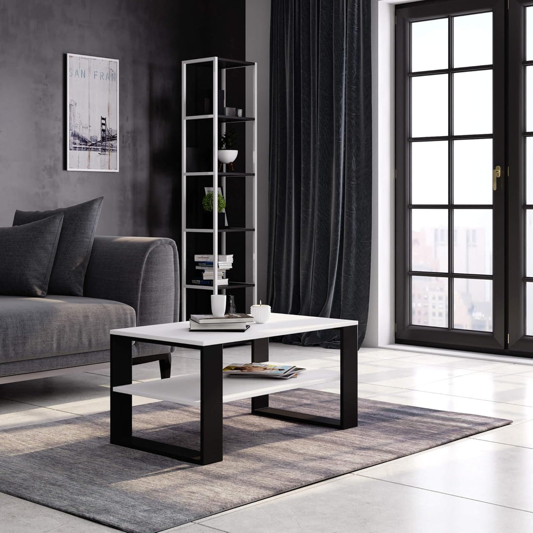 AKORD Couchtisch Holz Alex mit einem Regal, 92x45x53cm, Für Wohnzimmer, Schlafzimmer Schrank, Minima
