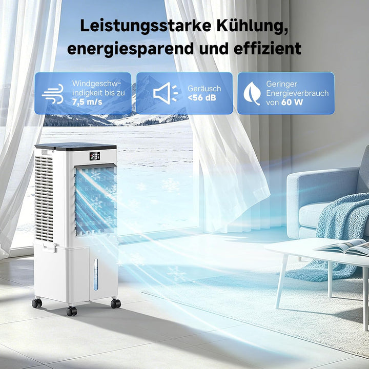 Klimaanlage Mobil 10L, 60W Klimagerät ohne Abluftschlauch 4-in-1, Klimaanlage mit 12H Timer, 4 Modus
