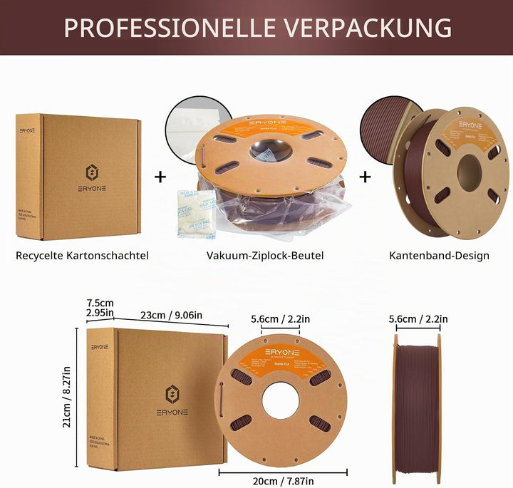 ERYONE Matte PLA 3D Drucker Filament 1.75mm, Massgenauigkeit +/- 0.03 mm, 1 kg 1 Spule, Matte Rubin