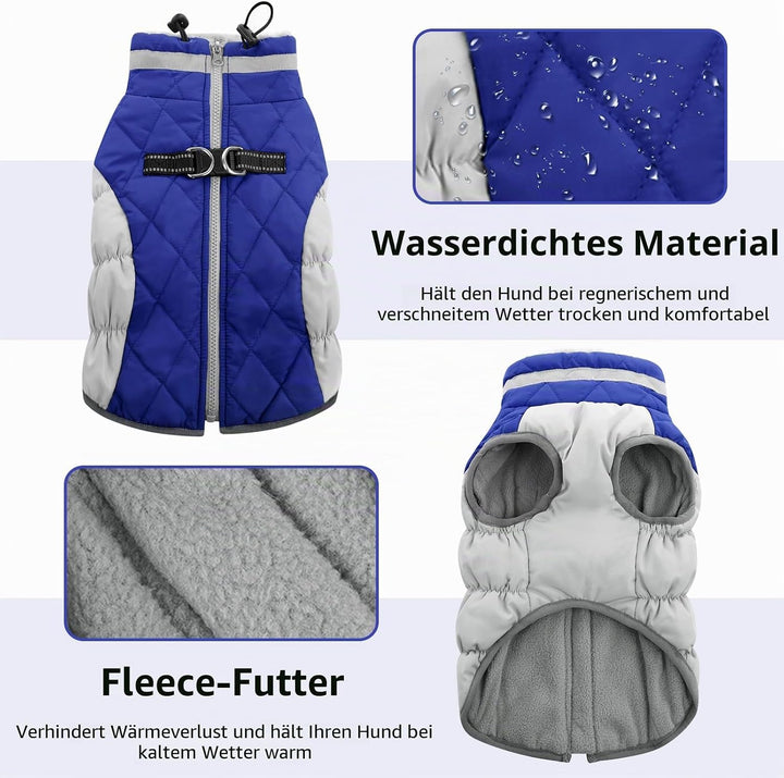 CITÉTOILE Hundemantel Winter,Hundejacke mit Geschirr, Wasserdicht Hundemantel mit Fleece Gefütterte