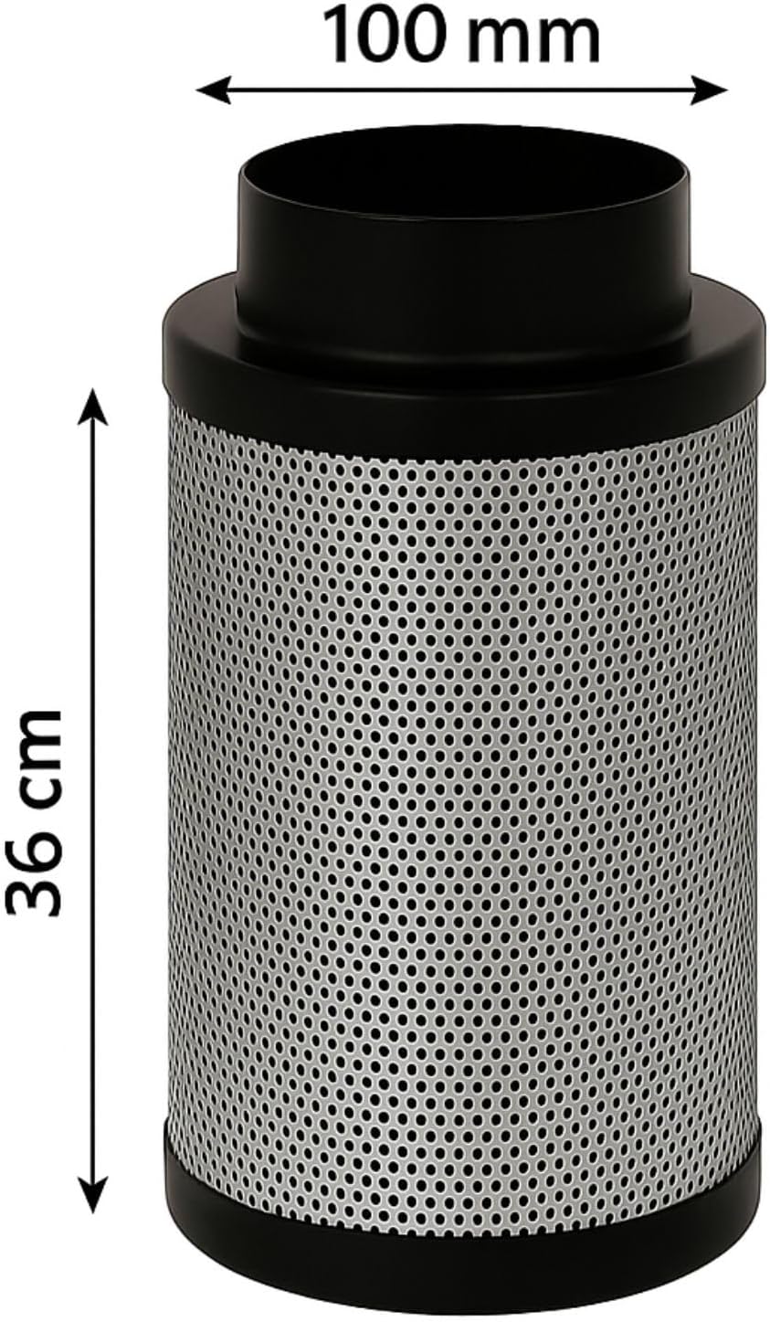 Weedness Airontek Aktivkohlefilter Grow 425 m³/h 100 mm 36 cm - Anti Geruch Belüftung Geruchsfilter