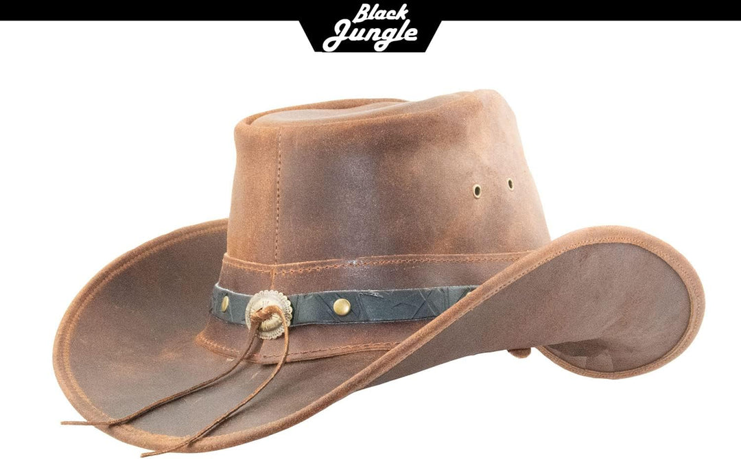 Black Jungle Ontario Outdoor Western Lederhut Australien Cowboy Lederhüte Reiterhut Unisex S Ocker,