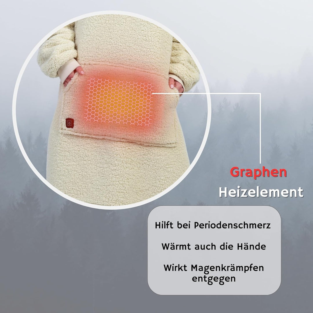 Beheizter Kuschel Hoodie | flauschige Ärmel Decke beheizbar | perfekt für Freundin, Mama und Papa zu