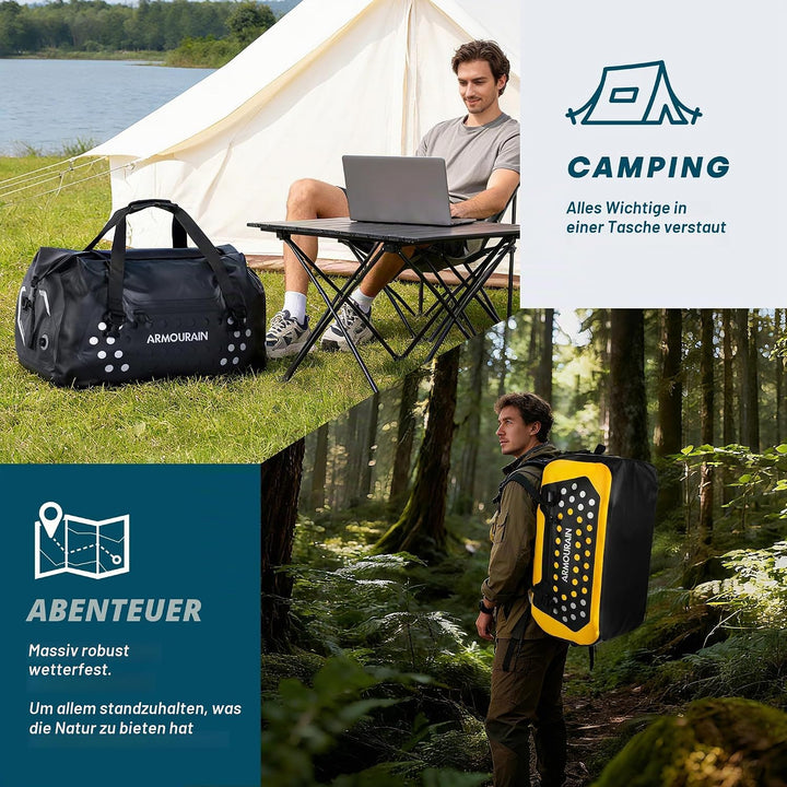 Motorrad-Trockentasche 75 L Grosse wasserdichte Reisetasche, Faltbare Reisetasche, Kofferraum-Sitzta