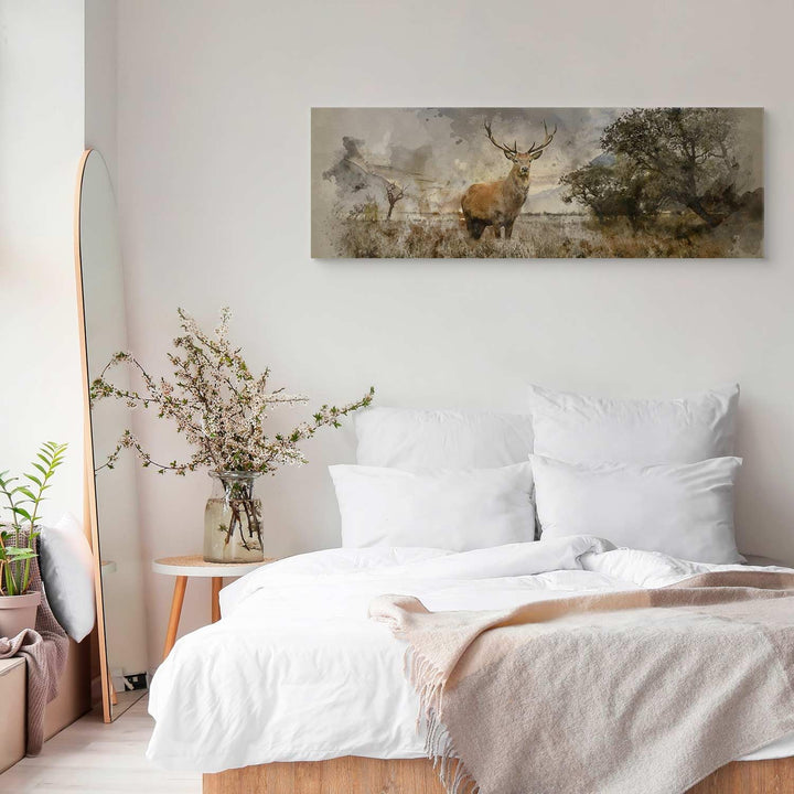 murando - Bilder Hirsch 120x40 cm Vlies Leinwandbild 1 tlg Kunstdruck modern Wandbilder XXL Wanddeko