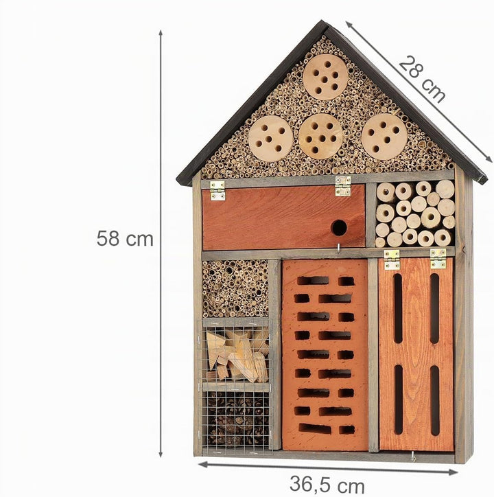 MAZUR Insektenhotel Gross aus Holz |Insektenhaus | Nisthilfe und Schutz | Nützlinge | Naturbelassene