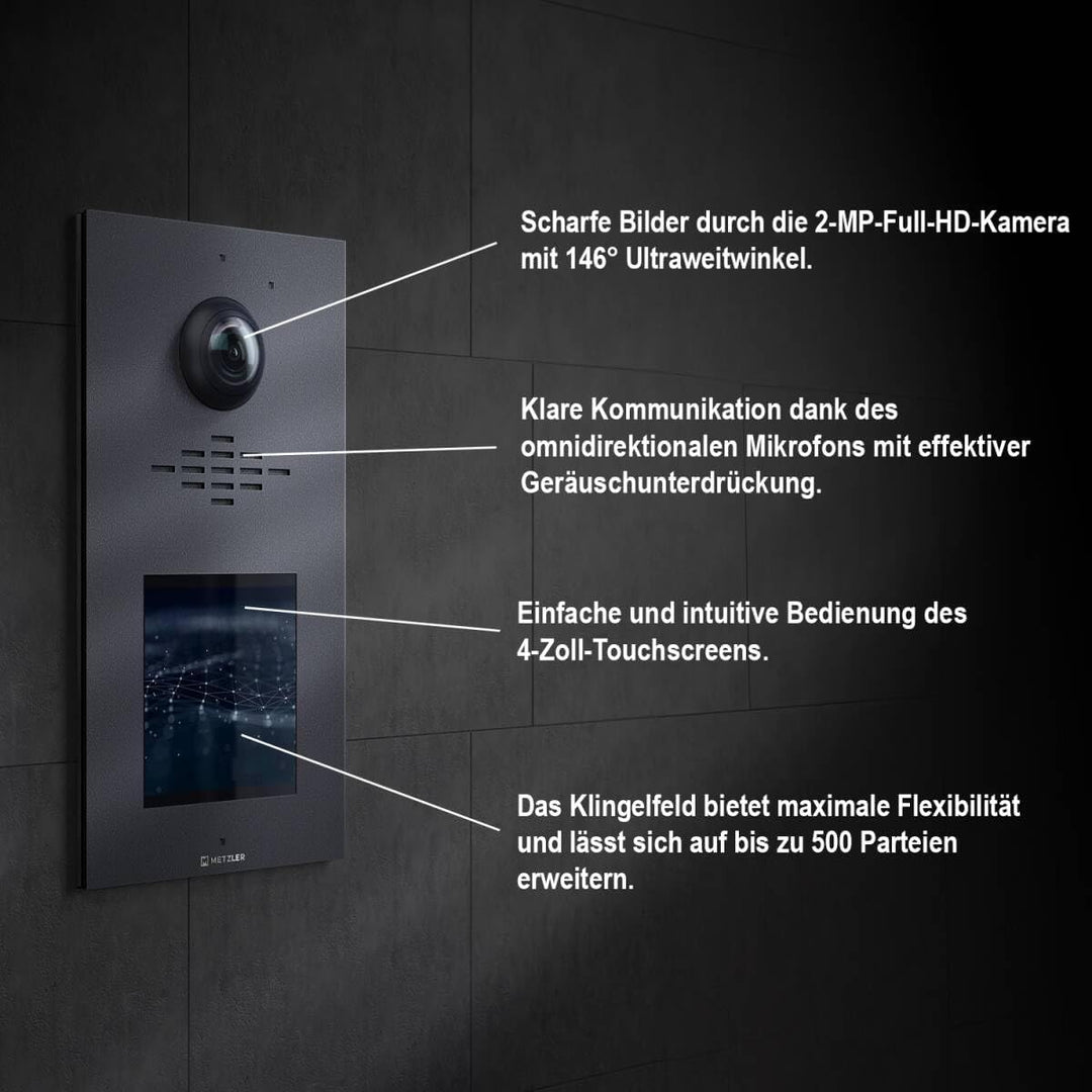 Metzler® Video-Türsprechanlage mit HD-Kamera und App-Zutritt in Eisenglimmer Db 703, vandalismussich