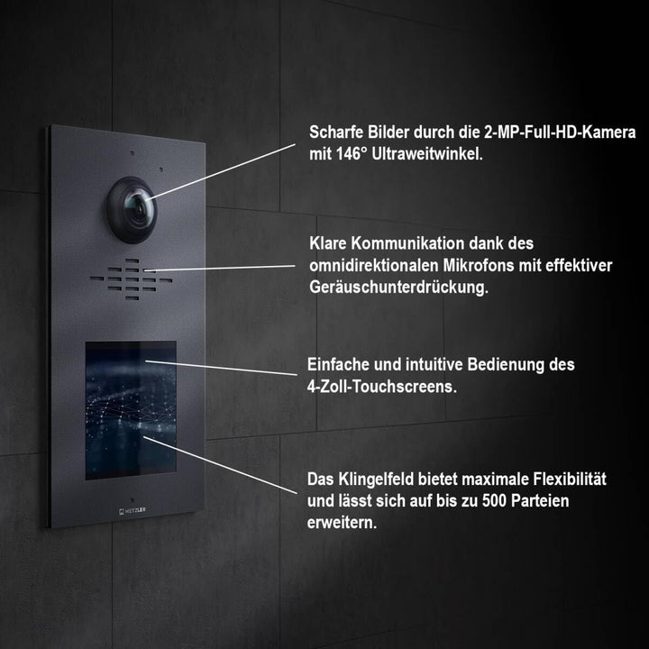 Metzler® Video-Türsprechanlage mit HD-Kamera und App-Zutritt in Eisenglimmer Db 703, vandalismussich
