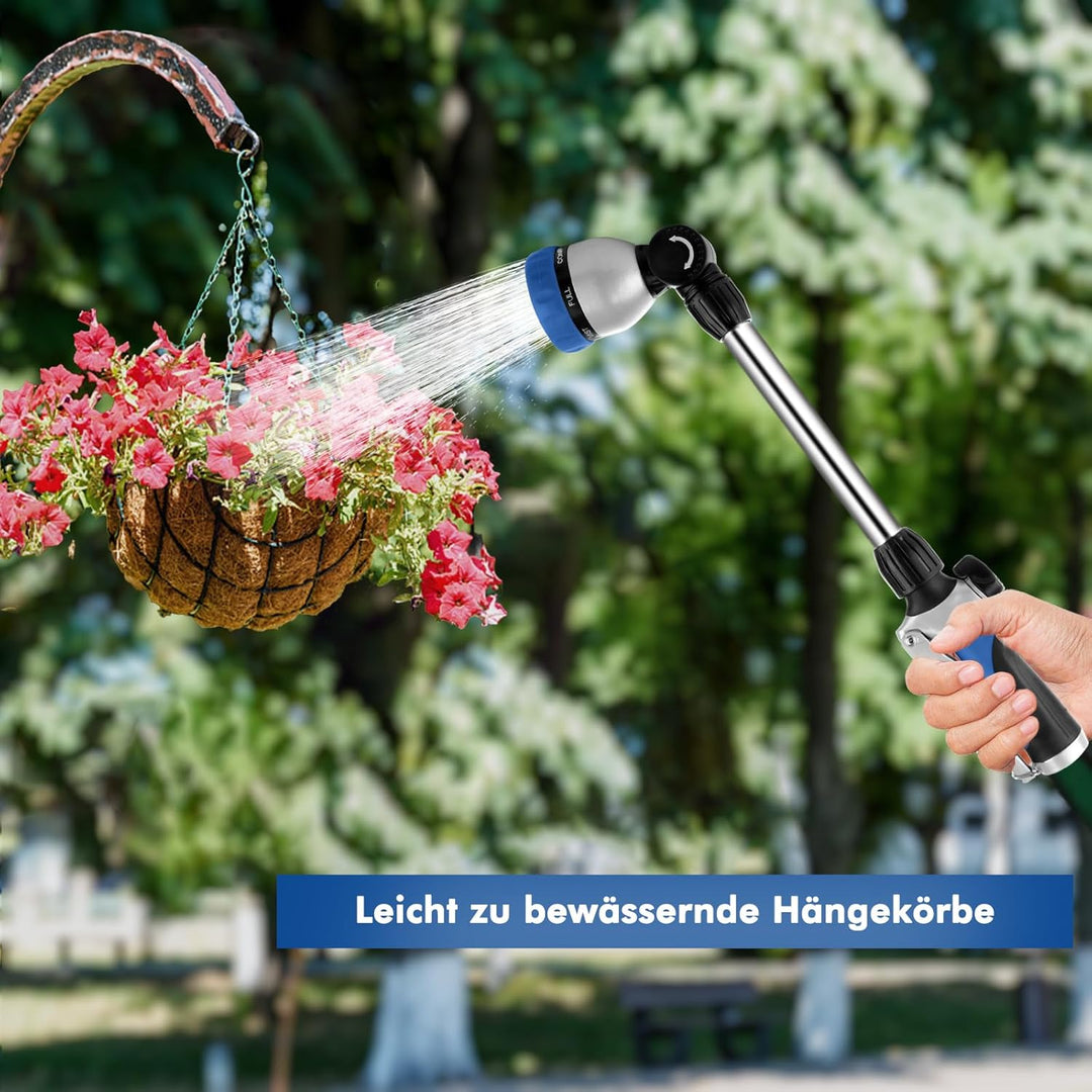RESTMO Garten Giessstab Metall, 39cm Lang Gartenbrause mit Stiel, 180° schwenkbaren Kopf Stabbrause