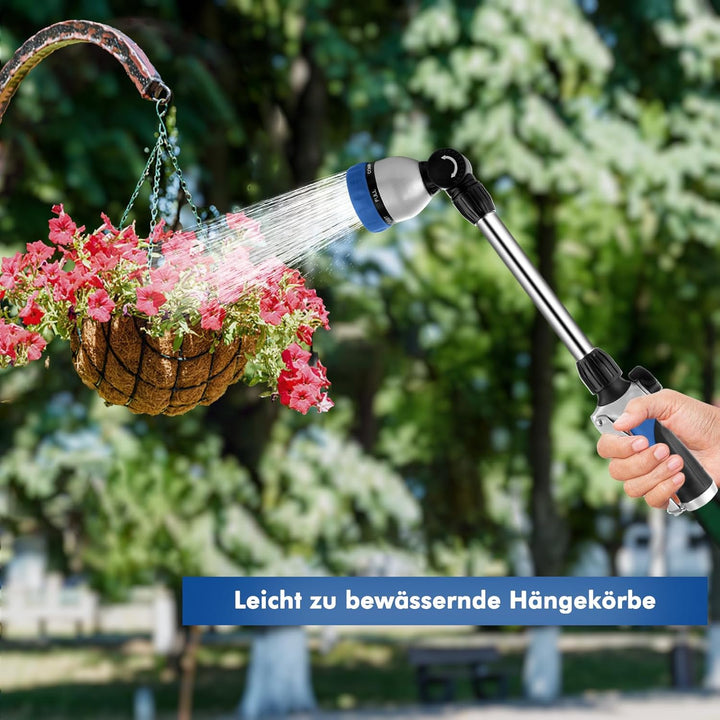 RESTMO Garten Giessstab Metall, 39cm Lang Gartenbrause mit Stiel, 180° schwenkbaren Kopf Stabbrause