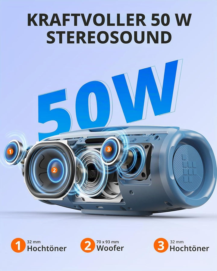 Tronsmart Mirtune S100 Bluetooth Lautsprecher, IPX7 wasserdicht, 5.3 Bluetooth, 20 Stunden Lange Akk