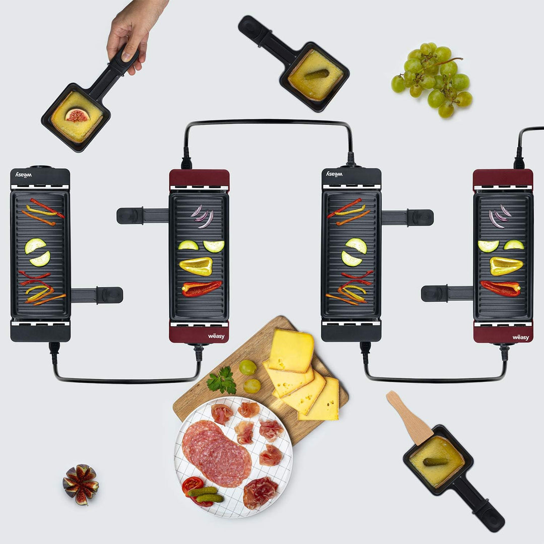 Personen, multifunktional, TIK12, Schwarz, Duo Raclette 2 in 1, geschmolzener Käse und Grill, Antiha