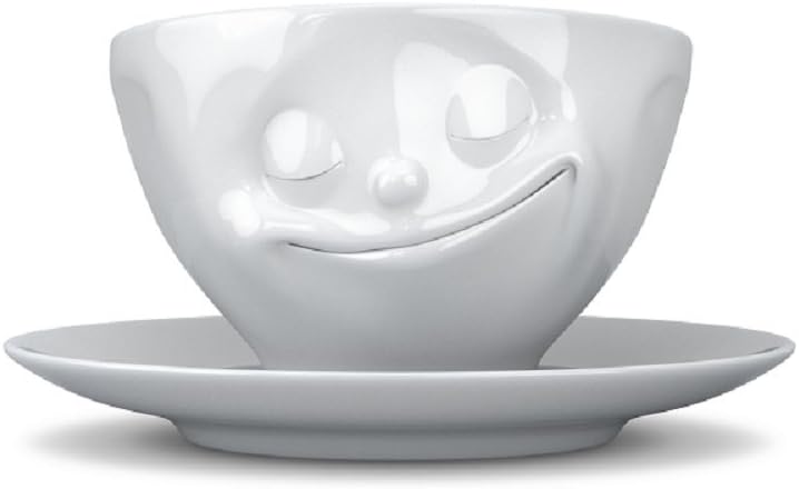 FIFTYEIGHT PRODUCTS Kaffeetassen 2er Set + Servietten, 200 ml, KÜSSEND+GLÜCKLICH