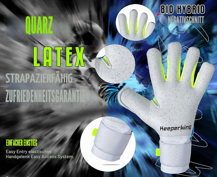 Keeperking Torwarthandschuhe für Erwachsene Fussballhandschuhe Herren Innennaht Profi Premier Grip 4