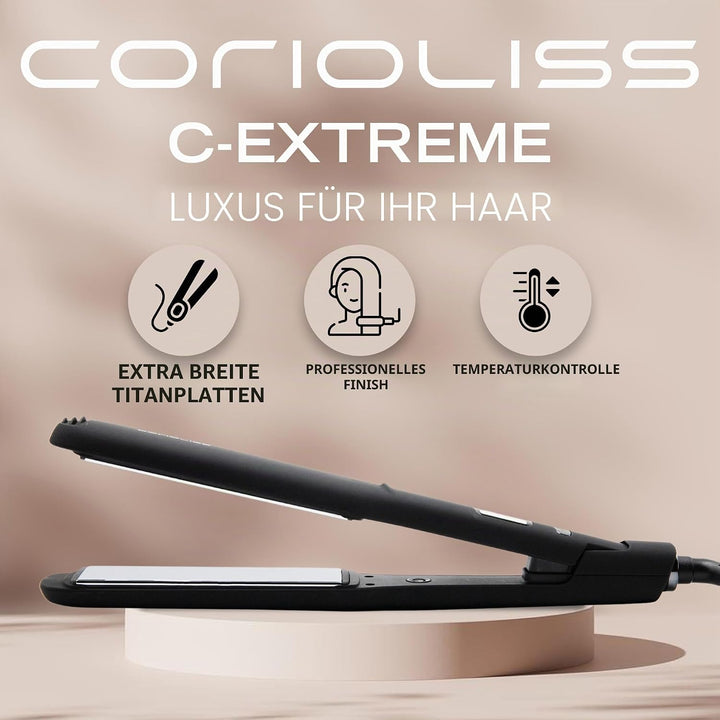 Corioliss | Glätteisen | Extra Breite Titanplatten Anti Frizz | Haarglätter Locken und Glätten | Pro
